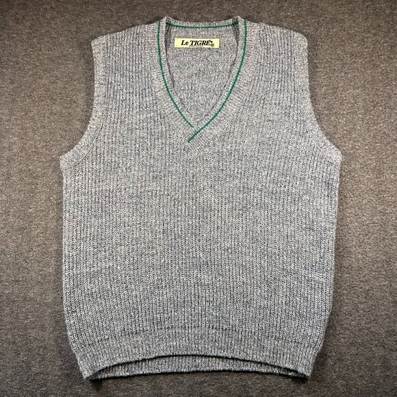 Le Tigre Other - Vintage‎ Le Tigre Golf Sweater Vest Men's Medium V Neck Grey Chunky